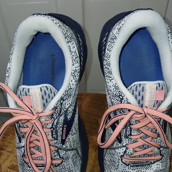 Brooks Adrenaline GTS 21 Running Shoes Women's Size 10 White Blue Pink Comfort - Picture 14 of 16